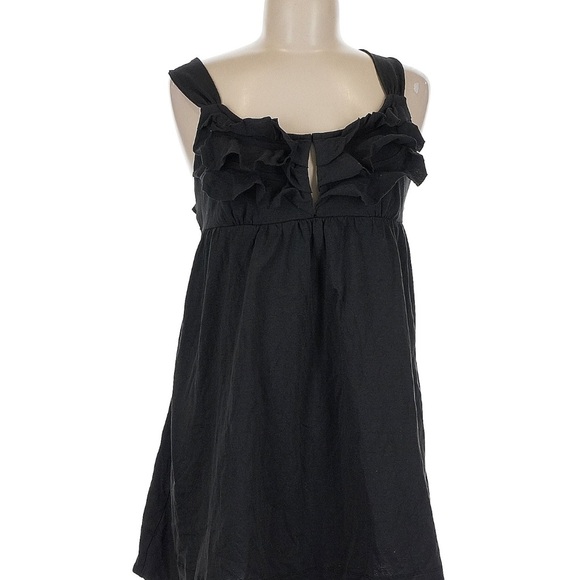 Free People Beach Mini Dress Valley Ruffle Strap Tie Back Loose Cutout Pockets S - Picture 4 of 5